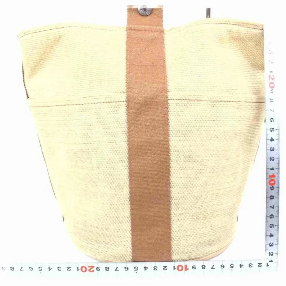 Hermes  Bicolor Toile Saxo MM Bucket Tote  861254
